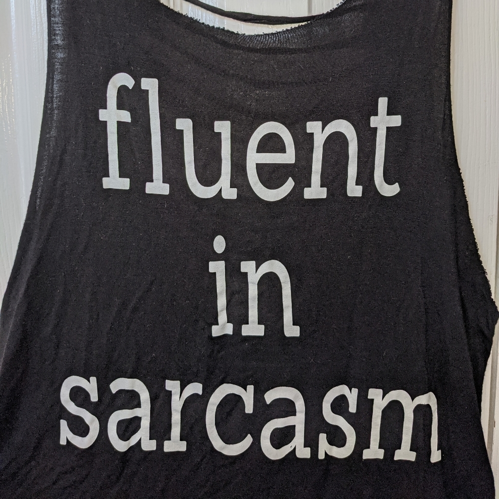 Soft graphic ripped tank top